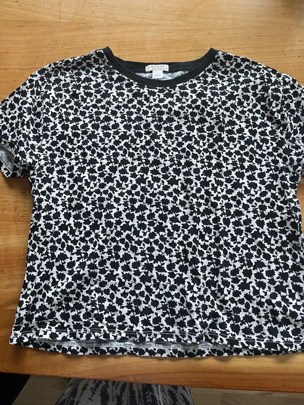 Crewcuts Black & White Floral Crewneck Tee